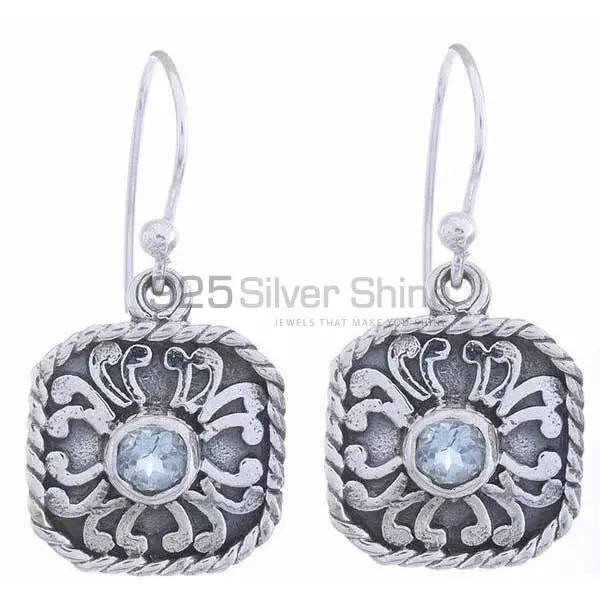 Genuine Blue Topaz Gemstone Earrings Exporters In 925 Sterling Silver Jewelry 925SE1200