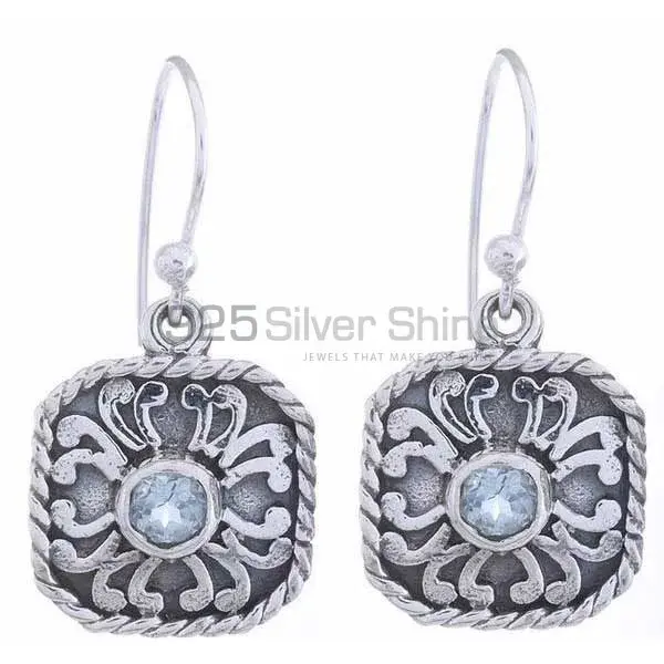 Genuine Blue Topaz Gemstone Earrings In 925 Sterling Silver Jewelry 925SE1200_0