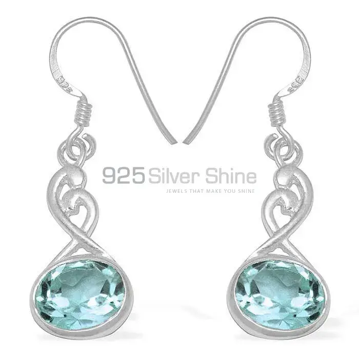 Genuine Blue Topaz Gemstone Earrings In Solid 925 Silver 925SE1103