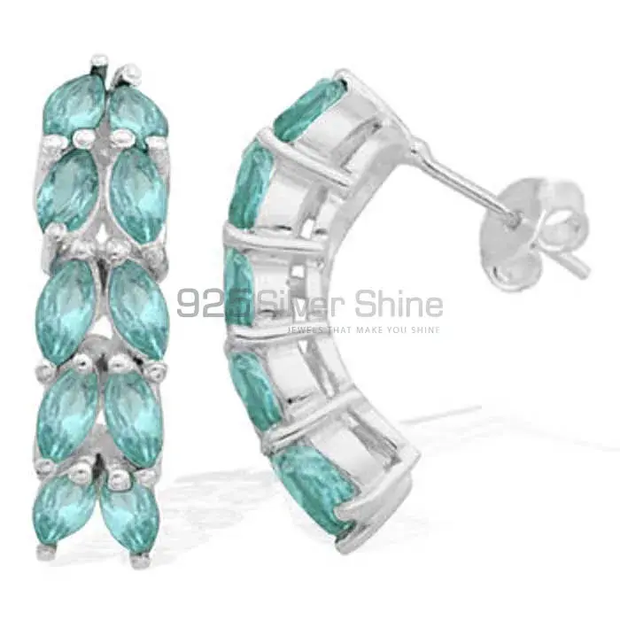 Genuine Blue Topaz Gemstone Earrings Suppliers In 925 Sterling Silver Jewelry 925SE969