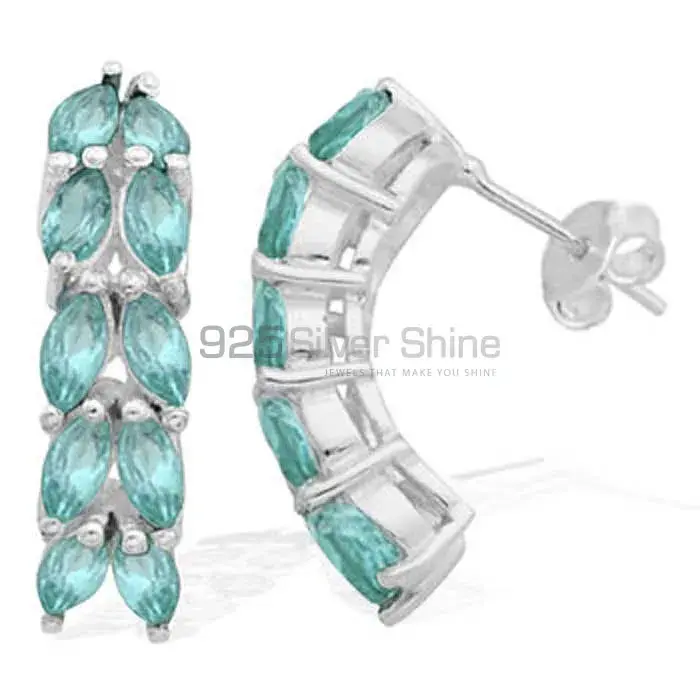 Genuine Blue Topaz Gemstone Earrings In 925 Sterling Silver Jewelry 925SE969