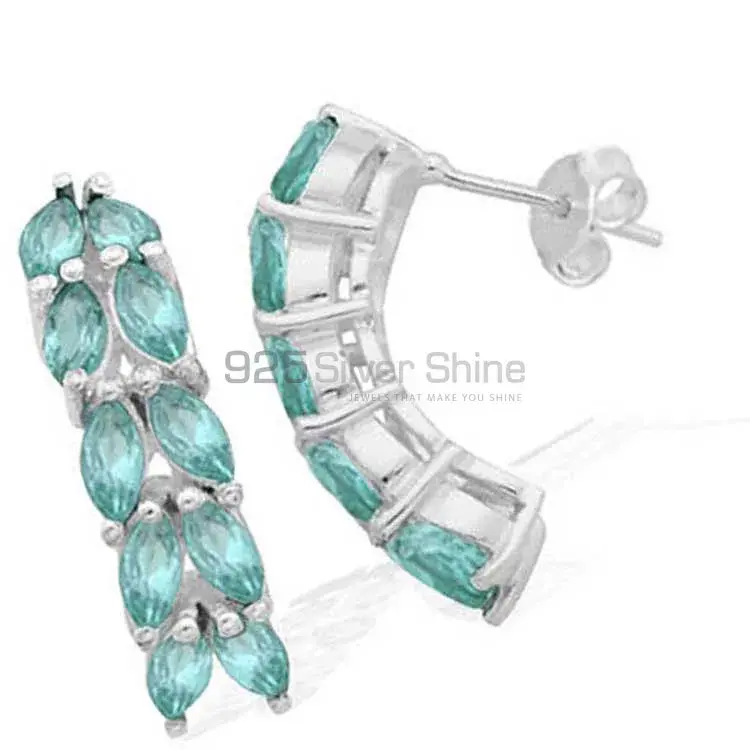 Genuine Blue Topaz Gemstone Earrings Suppliers In 925 Sterling Silver Jewelry 925SE969_0