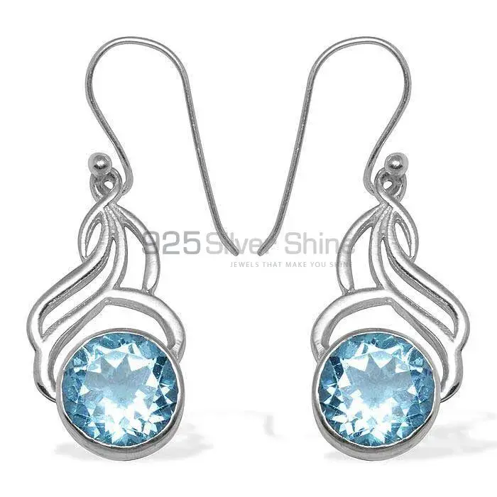 Genuine Blue Topaz Gemstone Earrings Wholesaler In 925 Sterling Silver Jewelry 925SE808