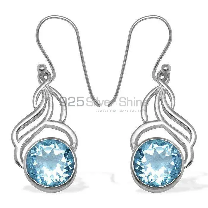 Genuine Blue Topaz Gemstone Earrings In 925 Sterling Silver Jewelry 925SE808_0