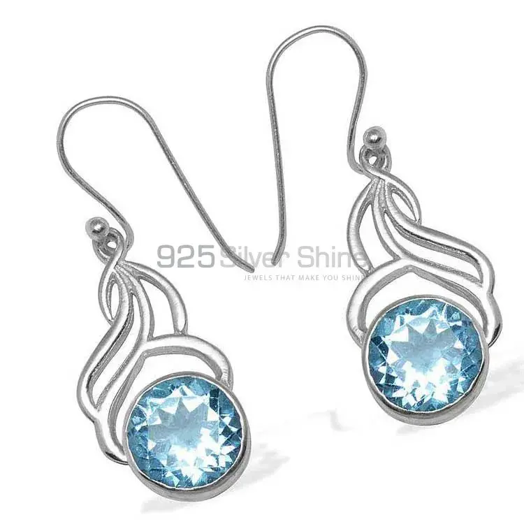 Genuine Blue Topaz Gemstone Earrings Wholesaler In 925 Sterling Silver Jewelry 925SE808_0