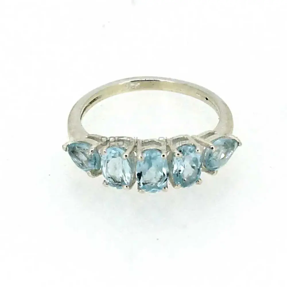 Genuine Blue Topaz Gemstone Ring In 925 Silver 925SR07-1