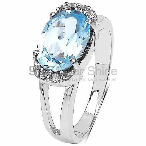 Genuine Blue Topaz Gemstone Rings Exporters In 925 Sterling Silver Jewelry 925SR3057_1