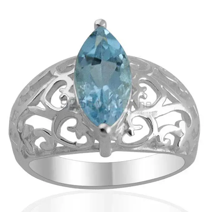Genuine Blue Topaz Gemstone Rings In Solid 925 Silver 925SR1374