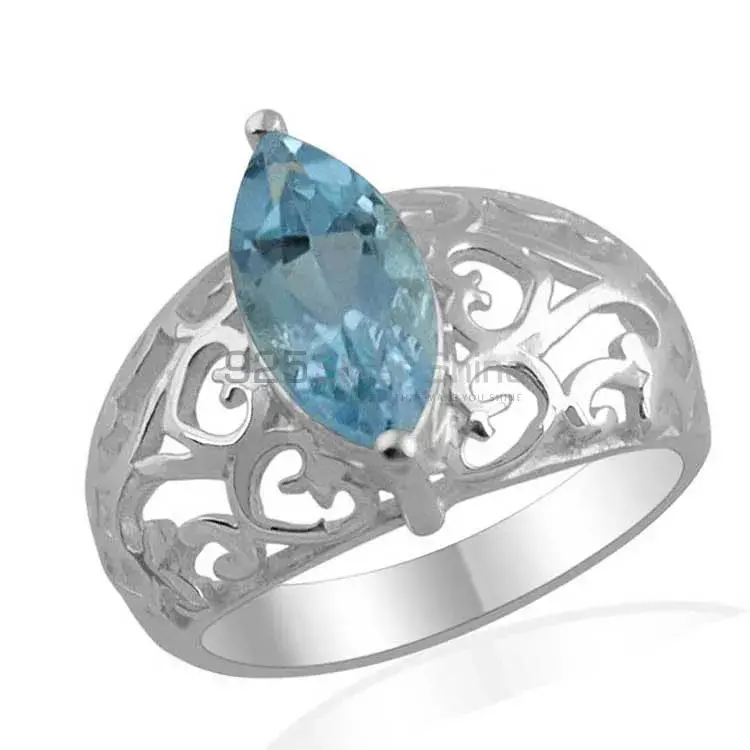 Genuine Blue Topaz Gemstone Rings In Solid 925 Silver 925SR1374_1