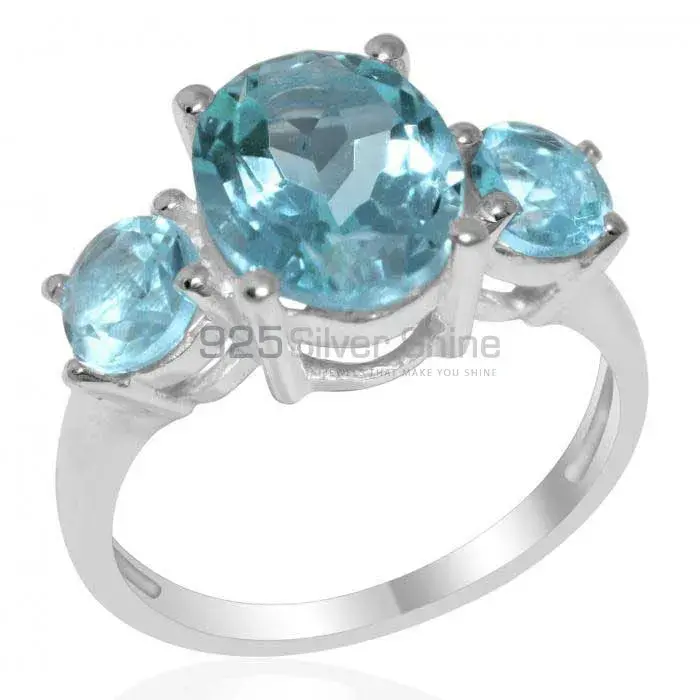 Genuine Blue Topaz Gemstone Rings Manufacturer In 925 Sterling Silver Jewelry 925SR1404