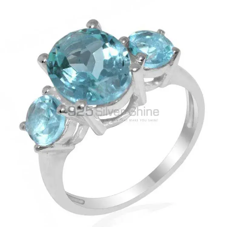 Genuine Blue Topaz Gemstone Rings Manufacturer In 925 Sterling Silver Jewelry 925SR1404_0