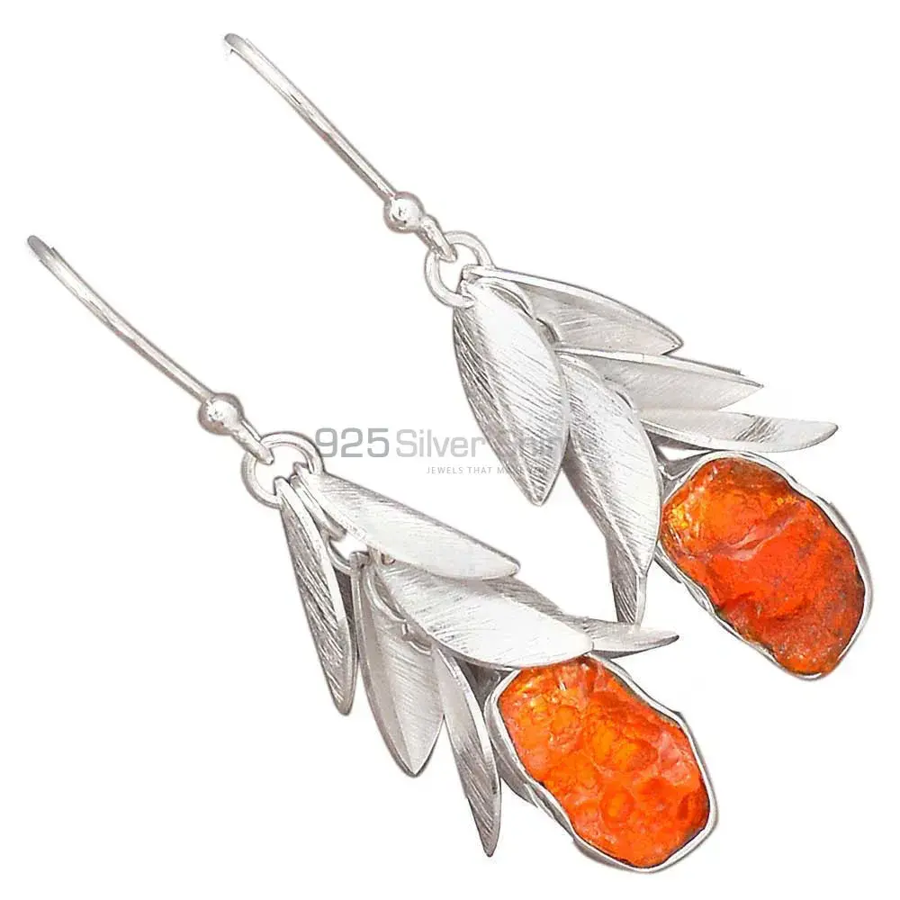 Genuine Carnelian Gemstone Earrings In 925 Sterling Silver Jewelry 925SE2999_1