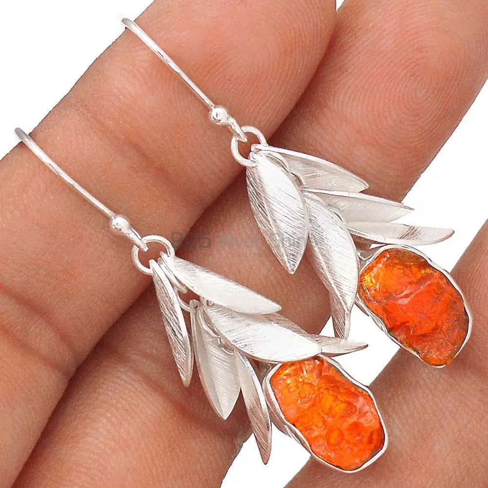 Genuine Carnelian Gemstone Earrings In 925 Sterling Silver Jewelry 925SE2999_2