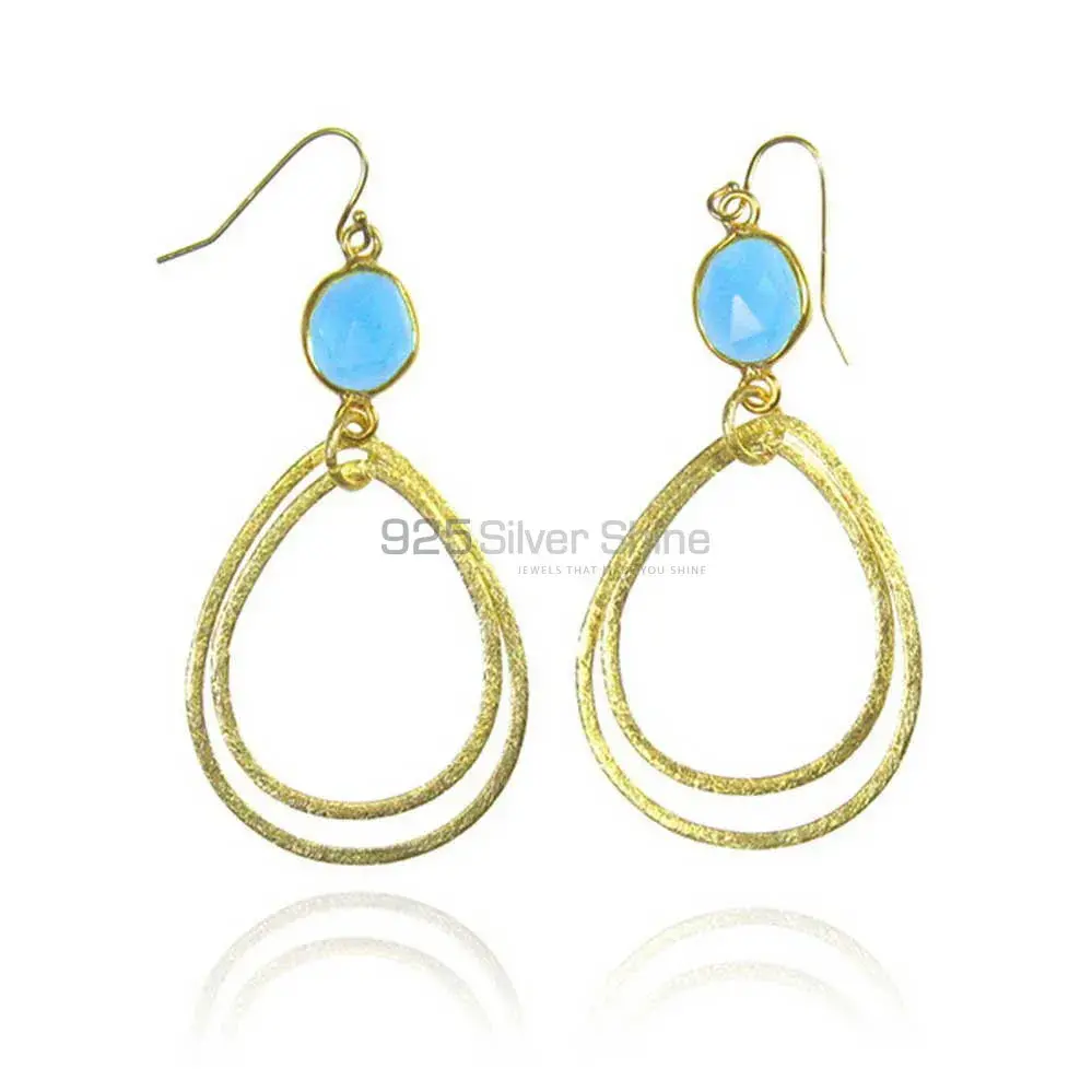 Genuine Chalcedony Gemstone Earrings In 925 Sterling Silver Jewelry 925SE1954