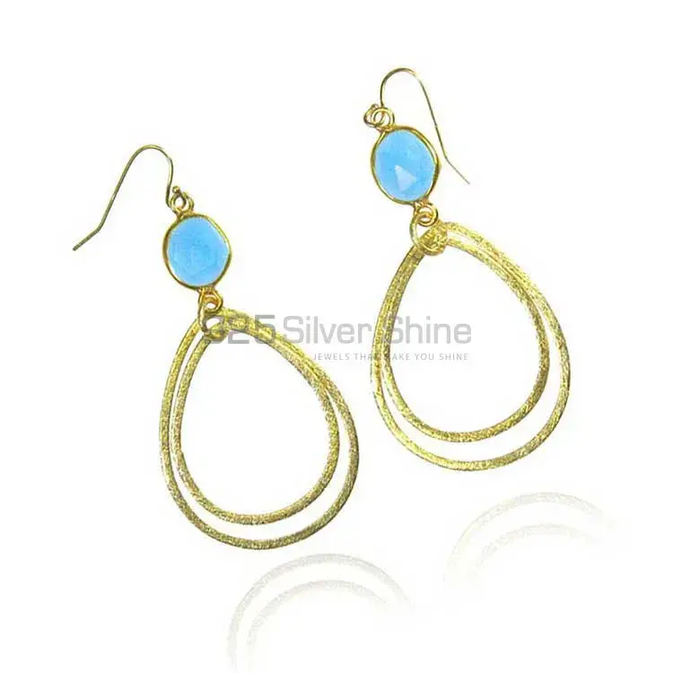 Genuine Chalcedony Gemstone Earrings Exporters In 925 Sterling Silver Jewelry 925SE1954_0