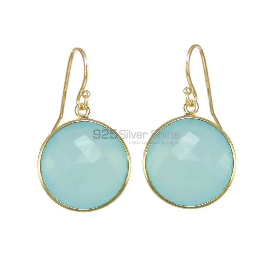 Genuine Chalcedony Gemstone Earrings In 925 Sterling Silver Jewelry 925SE1951_0