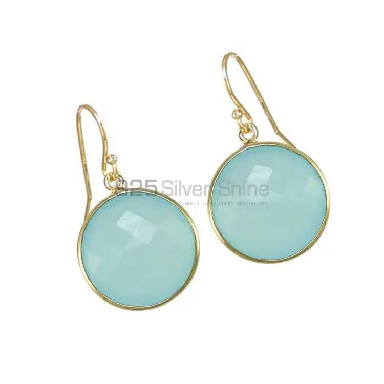 Genuine Chalcedony Gemstone Earrings In 925 Sterling Silver Jewelry 925SE1951_1