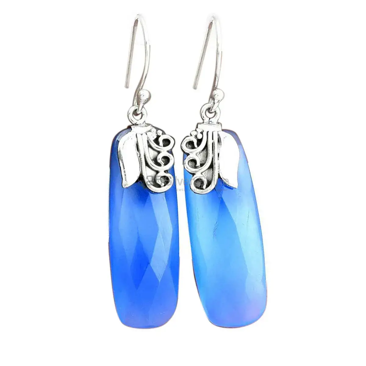 Genuine Chalcedony Gemstone Earrings In Fine 925 Sterling Silver 925SE2505