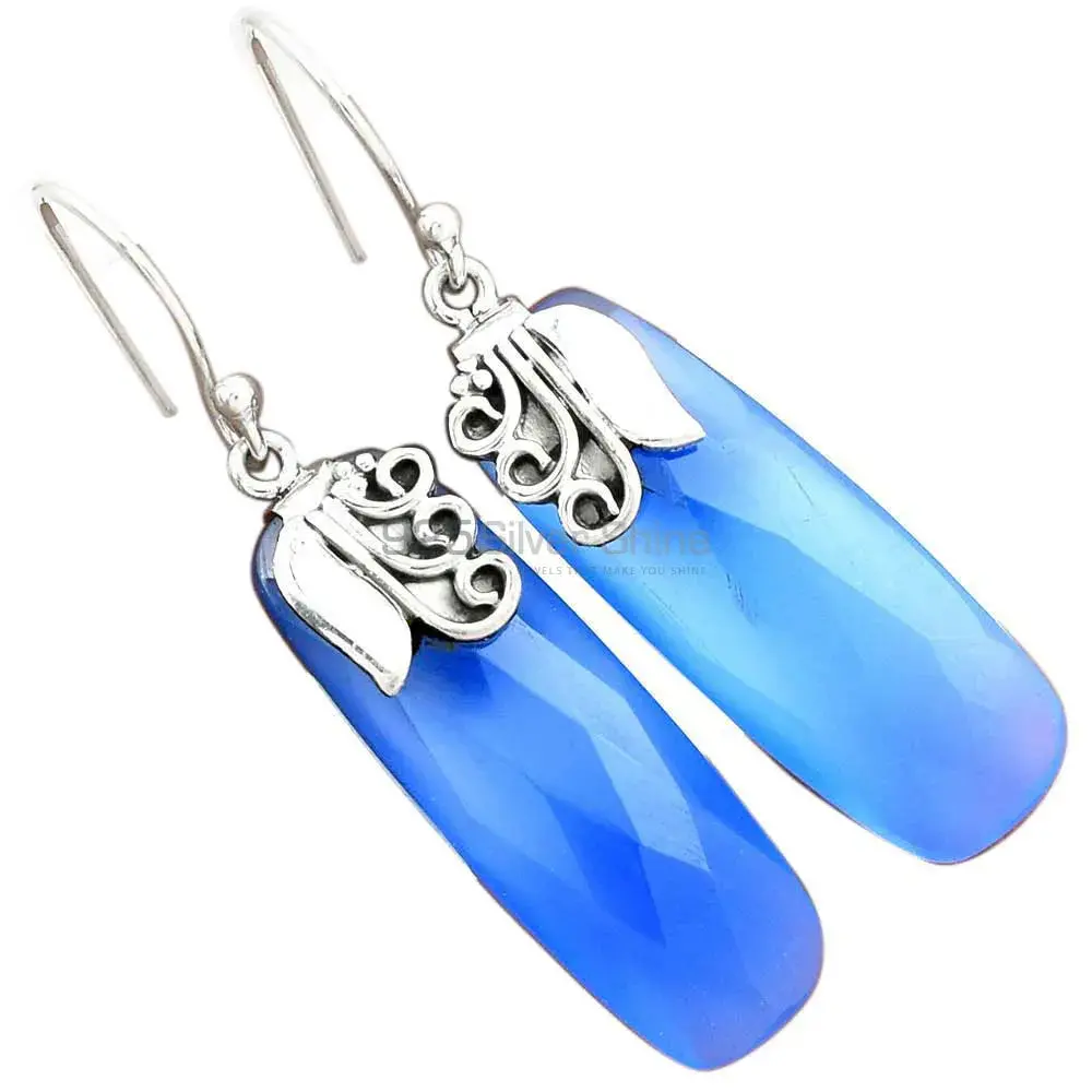 Genuine Chalcedony Gemstone Earrings In Fine 925 Sterling Silver 925SE2505_0