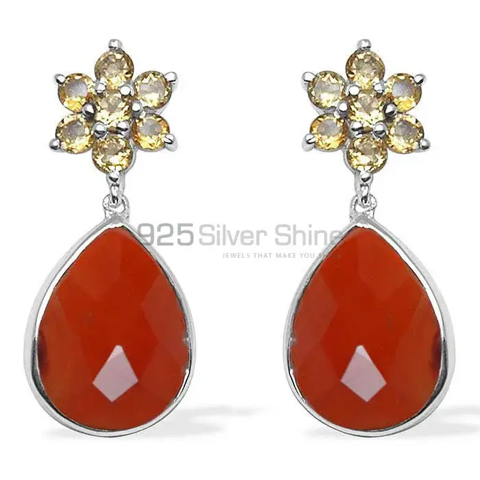 Genuine Chalcedony Gemstone Earrings In Solid 925 Silver 925SE1024
