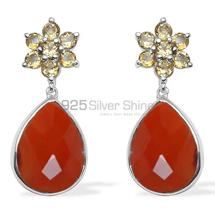Genuine Chalcedony Gemstone Earrings In Solid 925 Silver 925SE1024_0