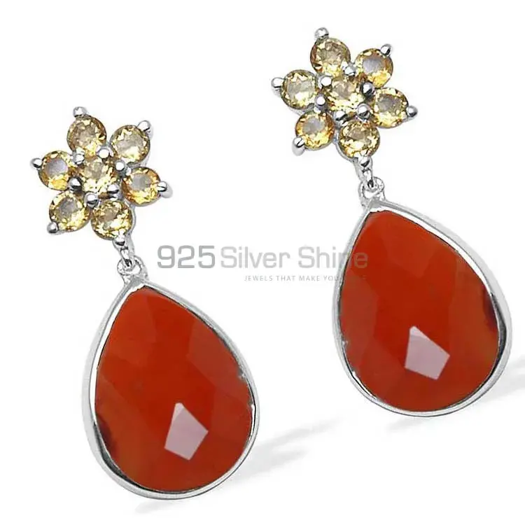 Genuine Chalcedony Gemstone Earrings In Solid 925 Silver 925SE1024_1