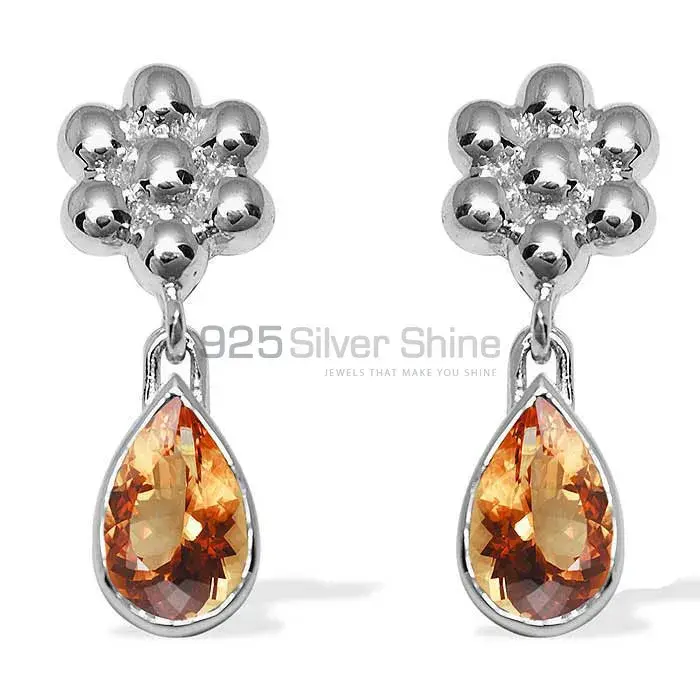 Genuine Citrine Gemstone Earrings In Fine 925 Sterling Silver 925SE1027