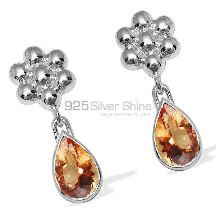 Genuine Citrine Gemstone Earrings In Fine 925 Sterling Silver 925SE1027_1