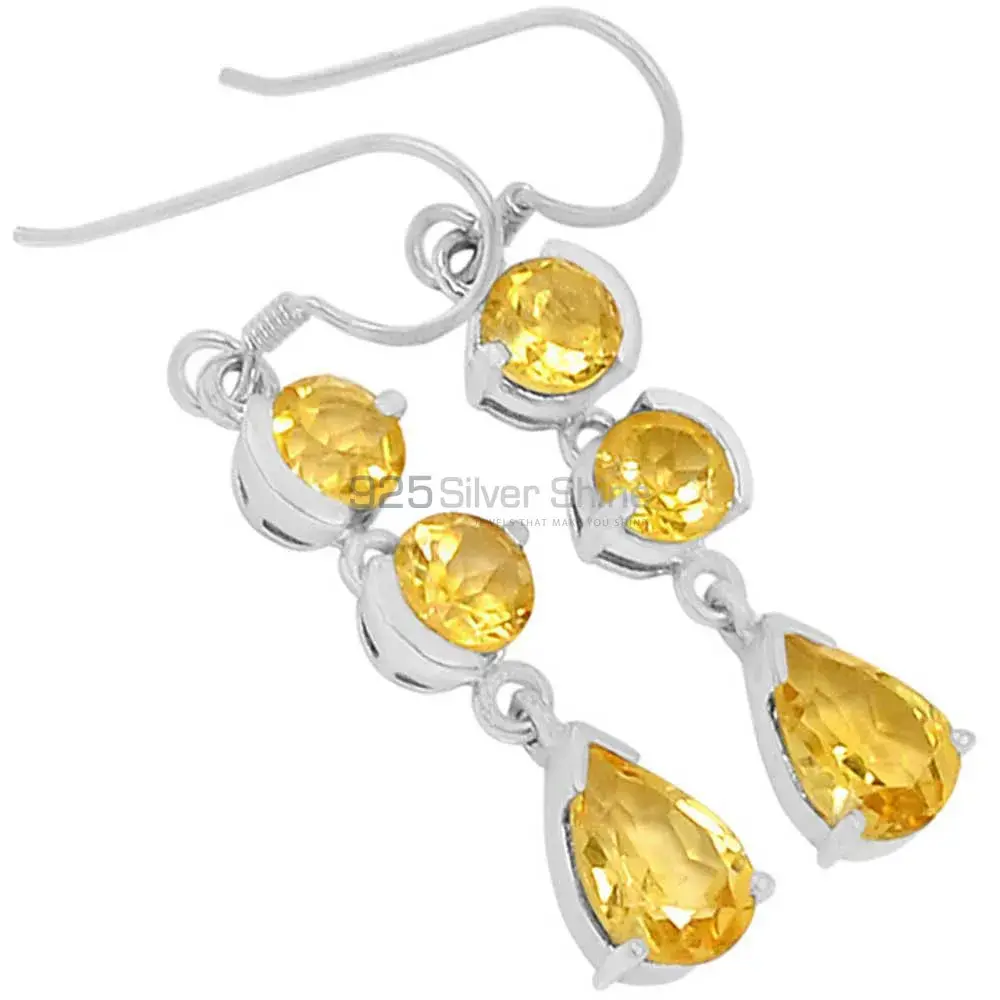 Genuine Citrine Gemstone Earrings In Fine 925 Sterling Silver 925SE474_0