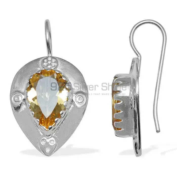 Genuine Citrine Gemstone Earrings In Fine 925 Sterling Silver 925SE869_0