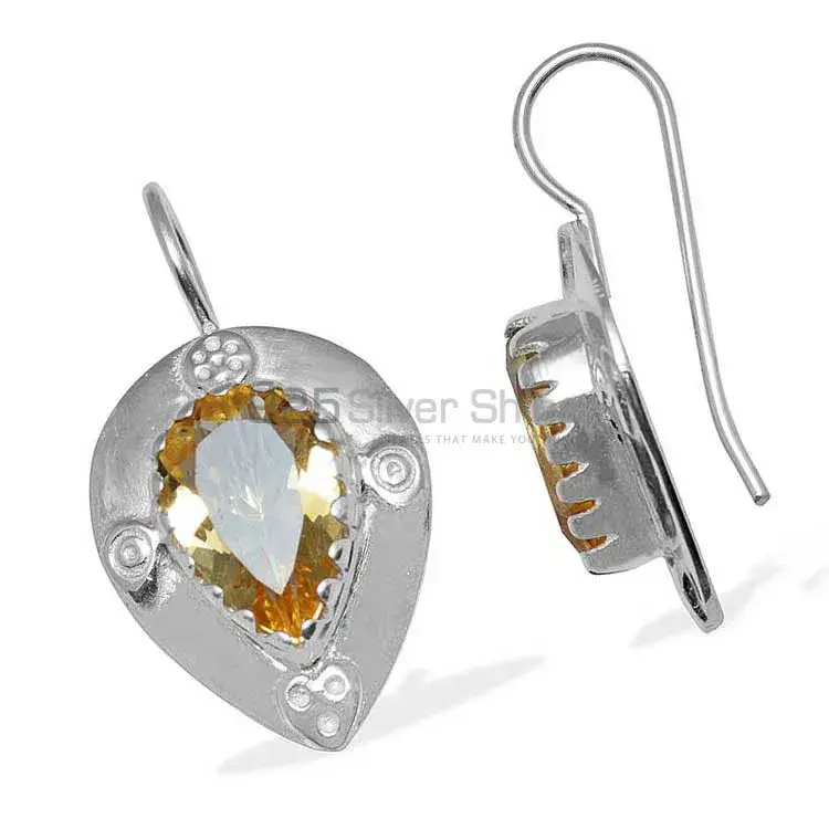 Genuine Citrine Gemstone Earrings In Fine 925 Sterling Silver 925SE869_0