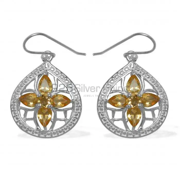 Genuine Citrine Gemstone Earrings In Fine 925 Sterling Silver 925SE948_0
