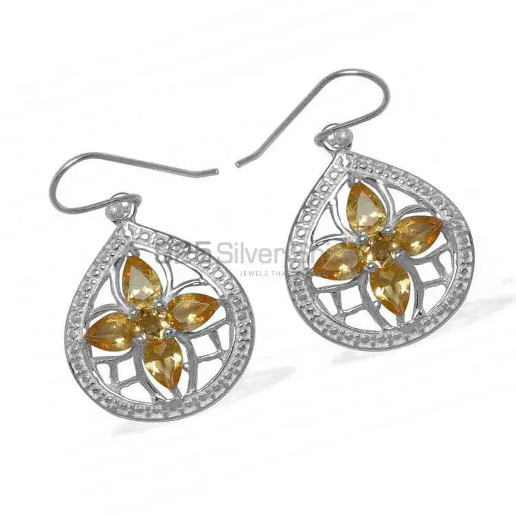 Genuine Citrine Gemstone Earrings In Fine 925 Sterling Silver 925SE948_0