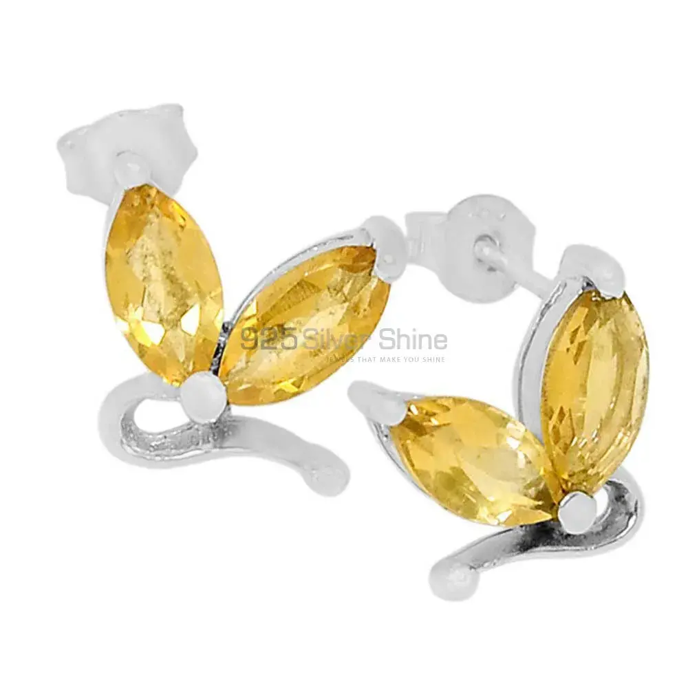 Genuine Citrine Gemstone Earrings In Solid 925 Silver 925SE550