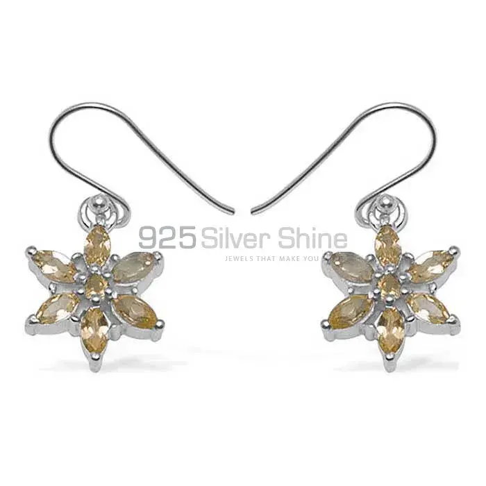 Genuine Citrine Gemstone Earrings In Solid 925 Silver 925SE708