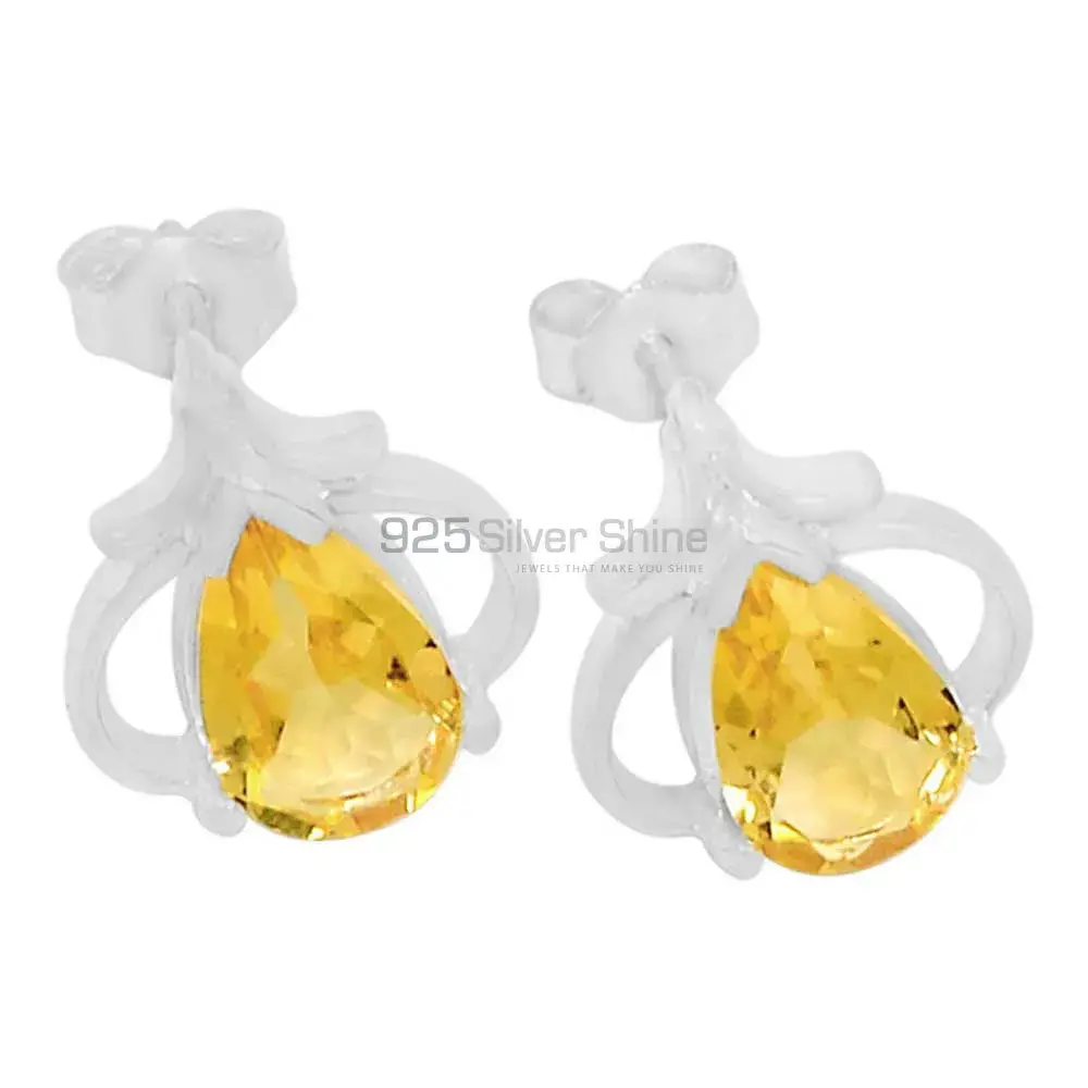 Genuine Citrine Gemstone Earrings Manufacturer In 925 Sterling Silver Jewelry 925SE422