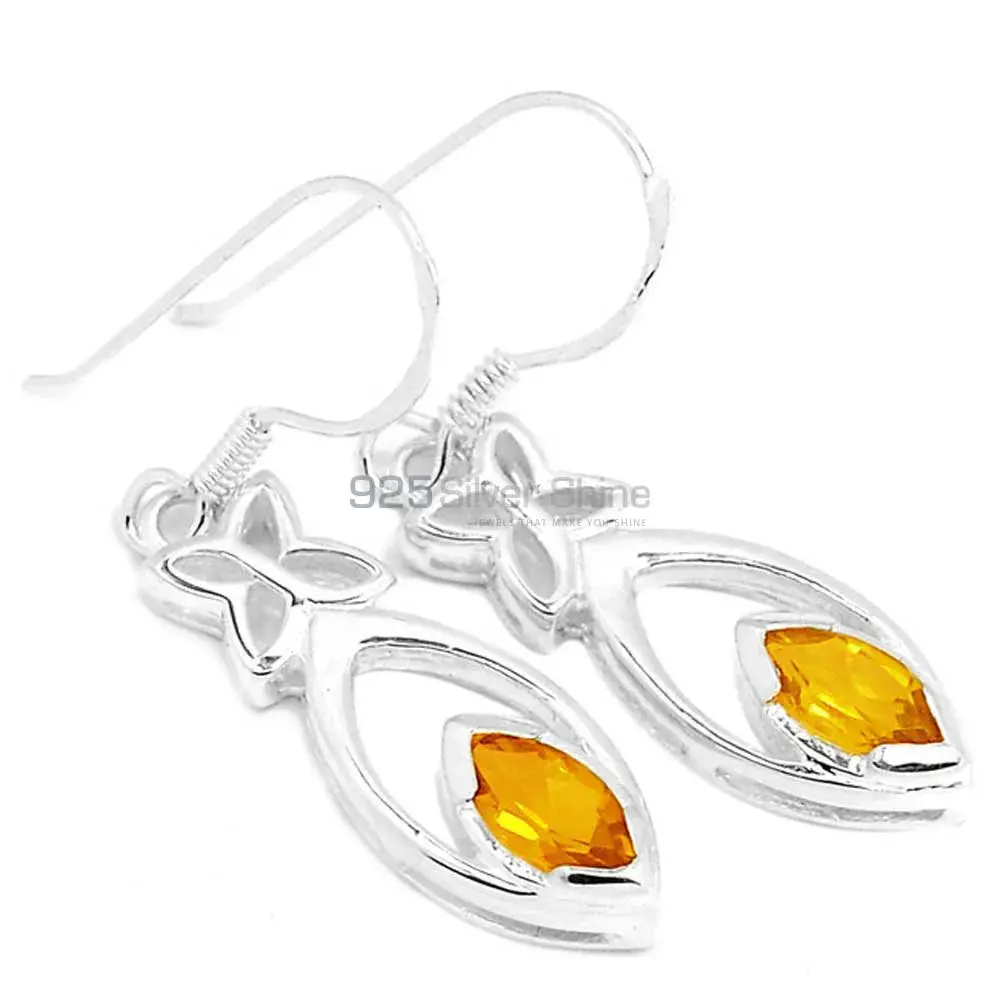 Genuine Citrine Gemstone Earrings Wholesaler In 925 Sterling Silver Jewelry 925SE334