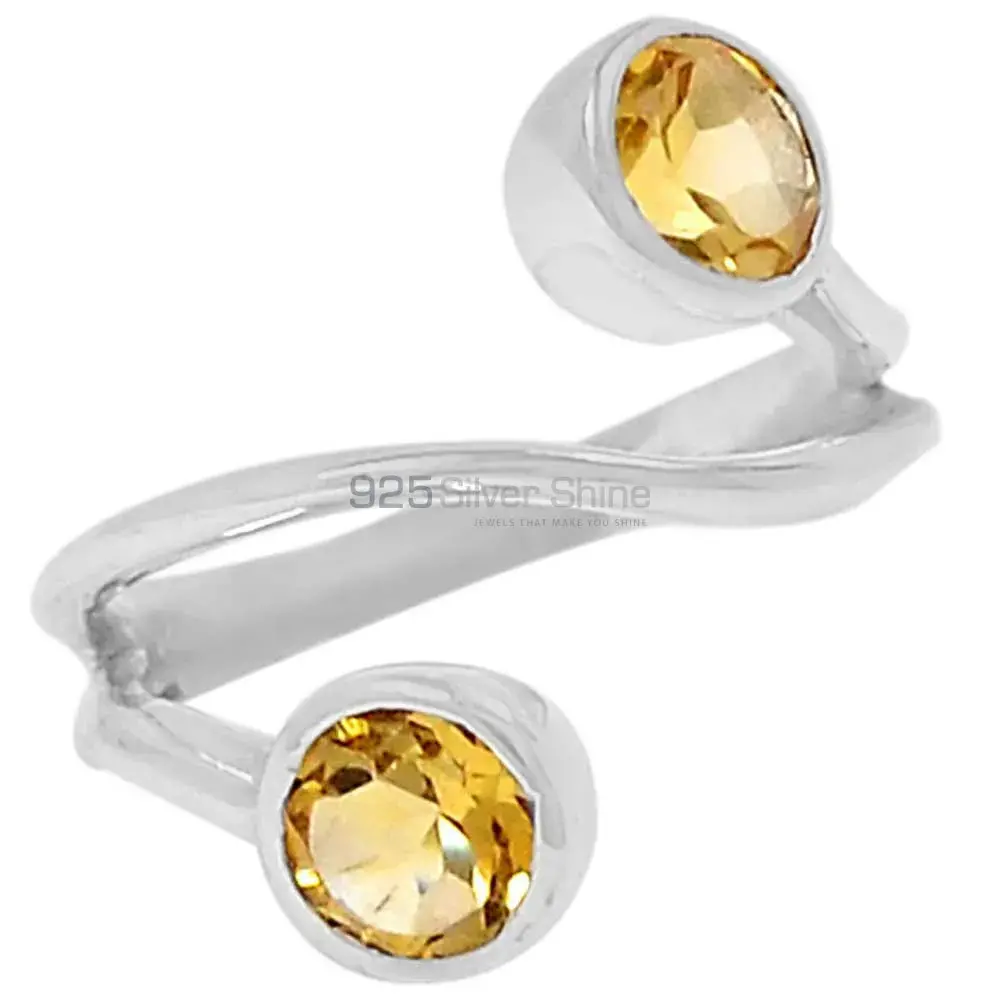 Citrine Tow Stone Spiral Sterling Silver Rings 925SR090-1