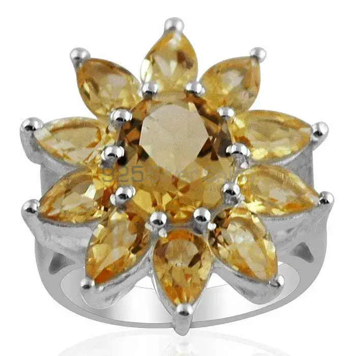 Genuine Citrine Gemstone Rings Suppliers In 925 Sterling Silver Jewelry 925SR1398