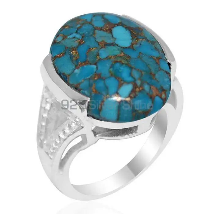 Genuine Copper Turquoise Gemstone Rings Suppliers In 925 Sterling Silver Jewelry 925SR1860