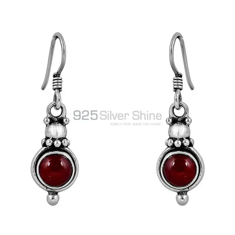 Genuine Red Onyx Gemstone Earring In 925 Sterling Silver Jewelry 925SE64