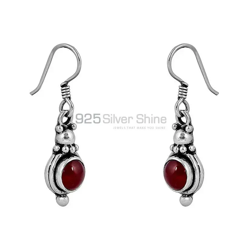 Genuine Red Onyx Gemstone Earring In 925 Sterling Silver Jewelry 925SE64_0