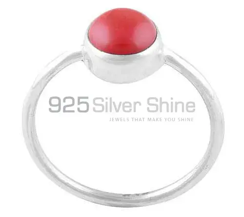 Genuine Coral Gemstone Rings Suppliers In 925 Sterling Silver Jewelry 925SR2817