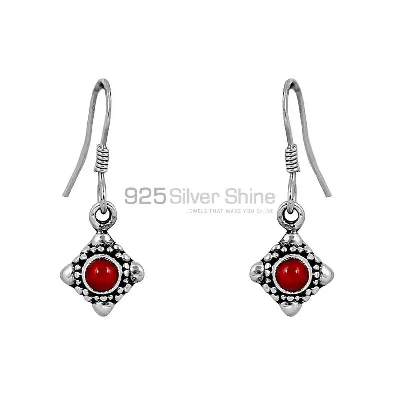 Genuine Carnelian Semi Precious Gemstone Earring In Sterling Silver Jewelry 925SE65