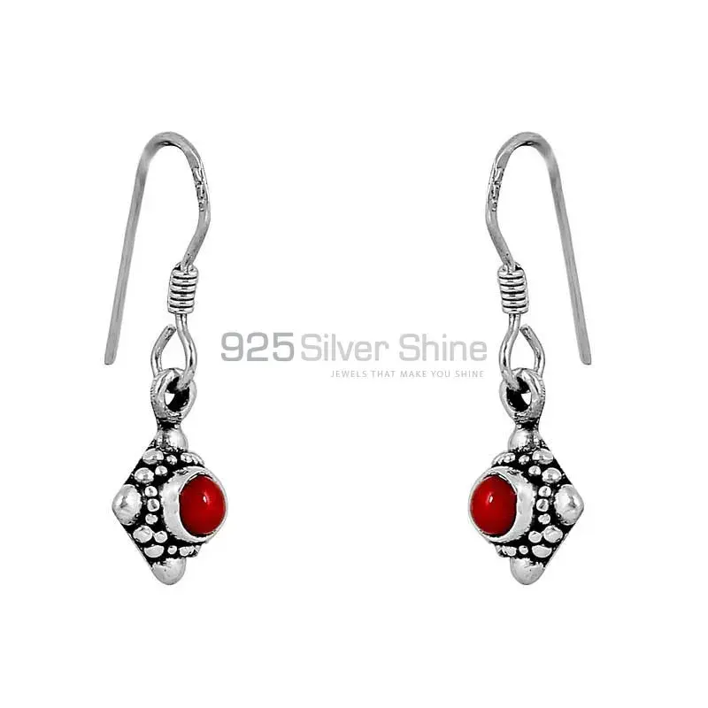 Genuine Carnelian Semi Precious Gemstone Earring In Sterling Silver Jewelry 925SE65_1