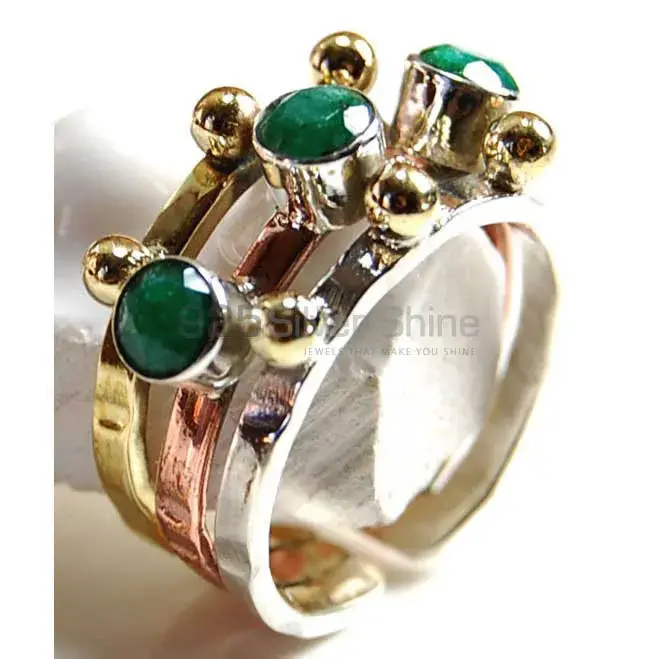 Genuine Dyed Emerald Gemstone Rings In Solid 925 Silver 925SR3755