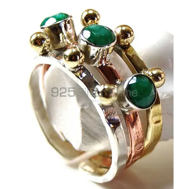 Genuine Dyed Emerald Gemstone Rings In Solid 925 Silver 925SR3755_0