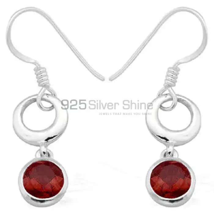Genuine Garnet Gemstone Earrings Exporters In 925 Sterling Silver Jewelry 925SE972