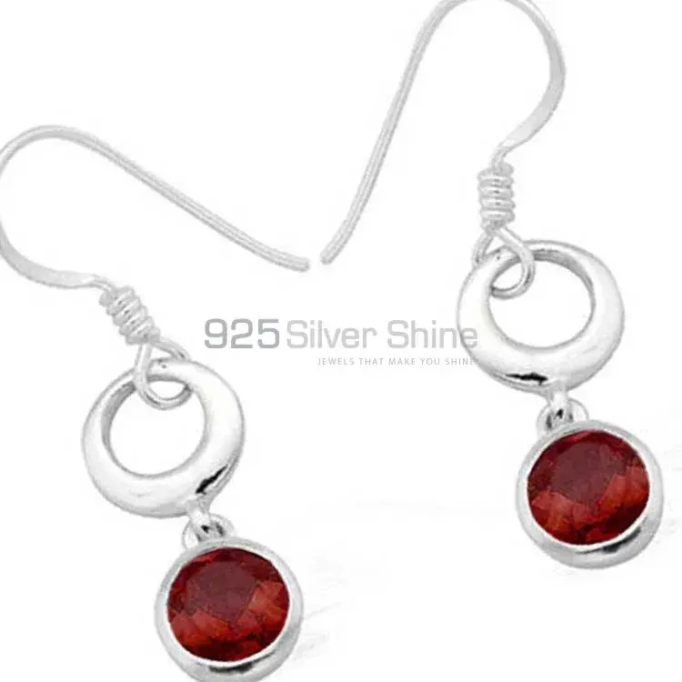 Genuine Garnet Gemstone Earrings In 925 Sterling Silver Jewelry 925SE972_1