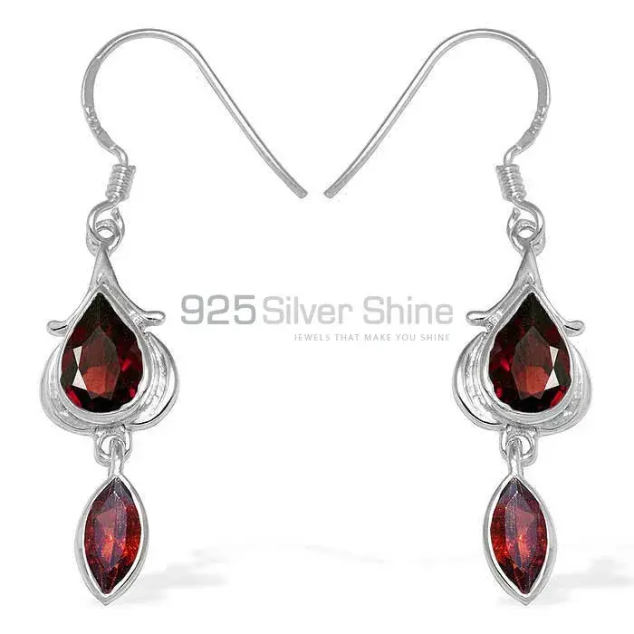 Genuine Garnet Gemstone Earrings In 925 Sterling Silver 925SE1100